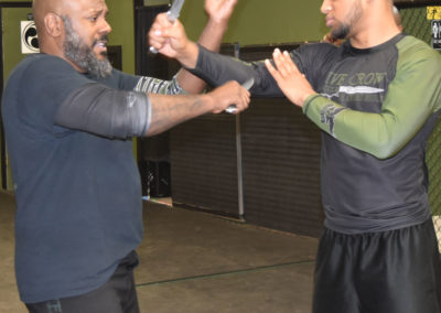 Weapons training for knife defense at Five Crow Martial Arts